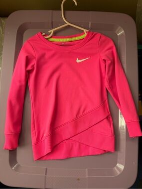 Nike Girls' Neon Pink Long-Sleeve Pullover Sweatshirt
